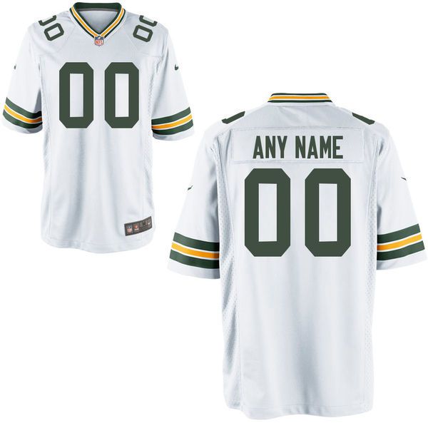 Men Green Bay Packers Custom White Game NFL Jersey->->Custom Jersey